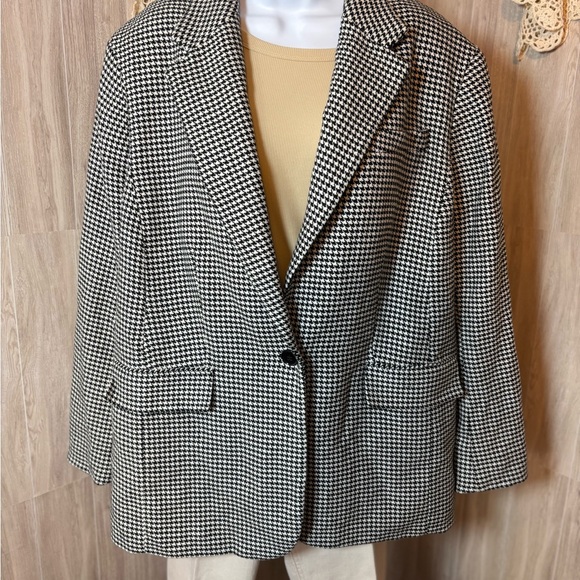 Ralph Lauren Black and White Houndstooth Blazer Vintage Plus Size - Picture 1 of 6